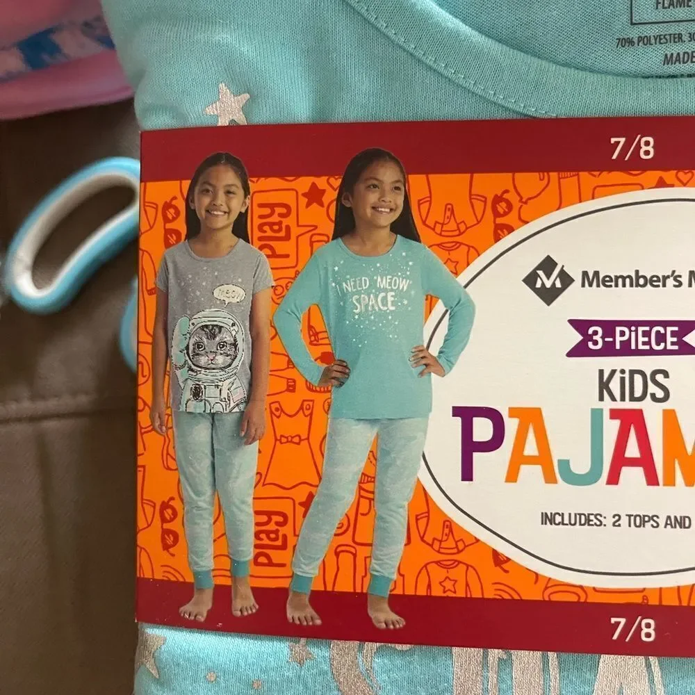 Member’s Mark kid’s pj set 1 long sleeve top, 1 Tee pants‎ size 7/8